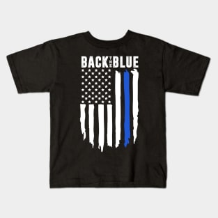 Back The Blue - Thin Blue Line American Flag Kids T-Shirt